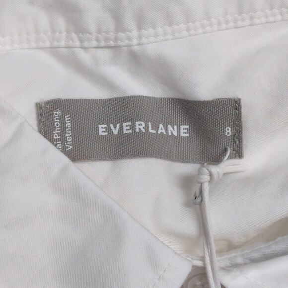 NWT EVERLANE Silky Cotton Relaxed Shirt Off-white Long Sleeve Button Down Size 8 - Picture 7 of 10